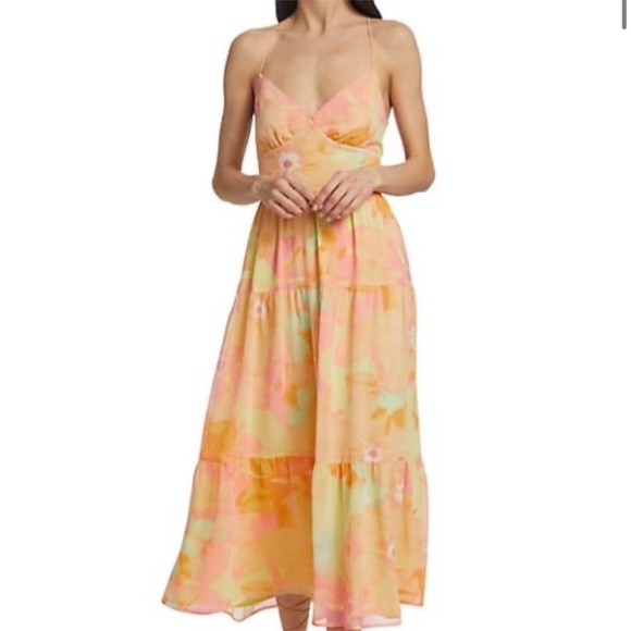 WAYF Cami Lace-Up Back Tiered Maxi Dress - Picture 2 of 9